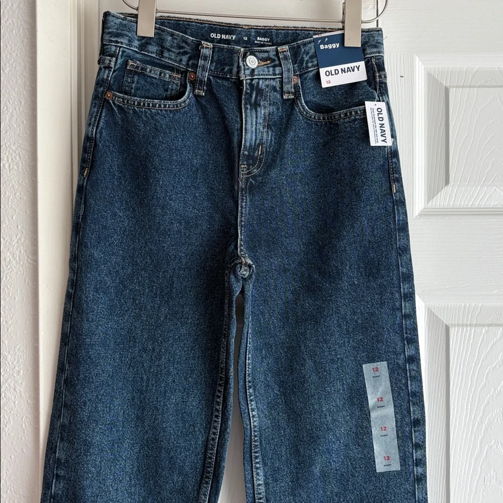 Old Navy Boys Medium Dark Blue Relaxed  Baggy Jeans